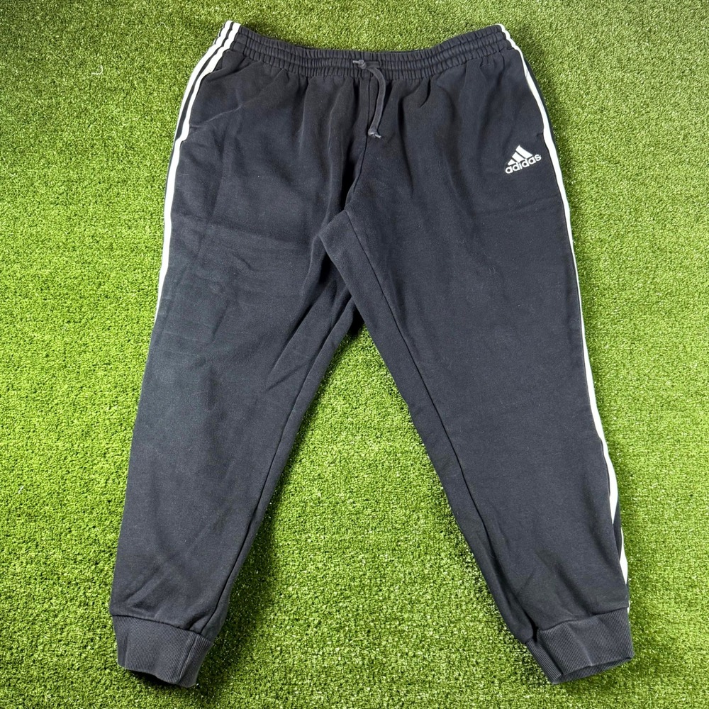 Adidas Mens Black 3-Stripe Fleece Lined Jogger Sweatpants 0660